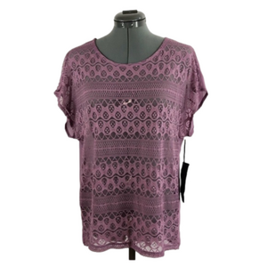 𝅺chloe K Sheer Lace Front Top